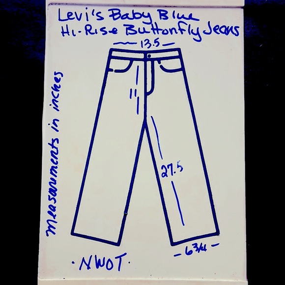 Genuine LEVIS Baby Blue High Rise Button Fly Jeans W 25 L 28. Unfinished Hem. - Picture 11 of 12